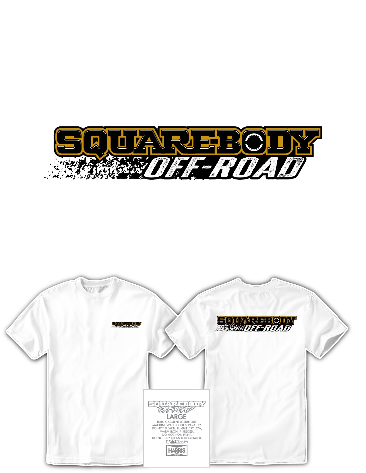 White t-shirt with 'Square Body Off Road' logo on a white background